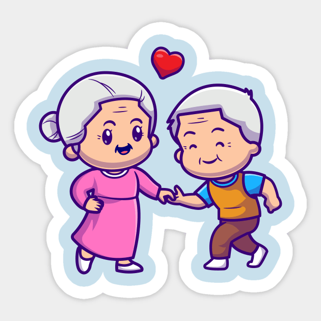 Cute Grandparents Couple Dancing Cartoon Sticker by Catalyst Labs